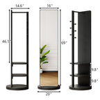 3 In 1 Multifunctional Full-Length Clothing Mirror with Rotating Design - Dark Brown, Black, White, Light Brown