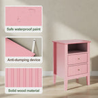Fluted Nightstand with 2 Drawers and Soft-Close Slides - Multiple Colors