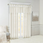 Twist Tab Lined Window Curtain Panel with Faux Silk Sheen - White