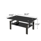 Tempered Glass Coffee Table with Storage - Black or White