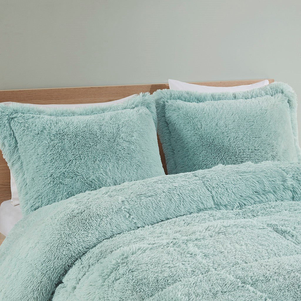 Full/Queen Shaggy Long Fur Comforter Mini Set