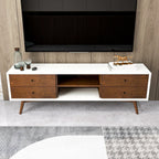 Modern TV Stand Up To 72" with Solid Wood Construction - White or Dark Brown
