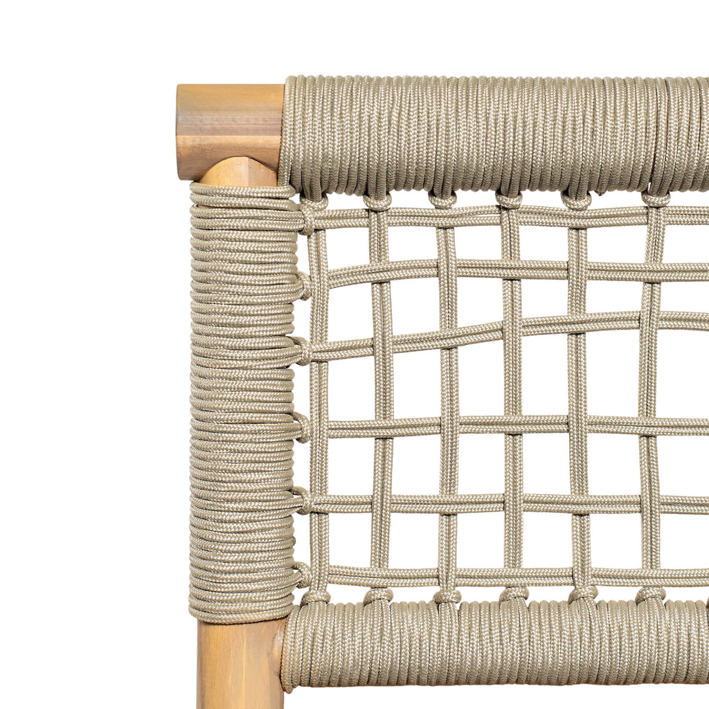 Outdoor Acacia Wood 3-Seater Sofa with Rope Woven Arms - Taupe