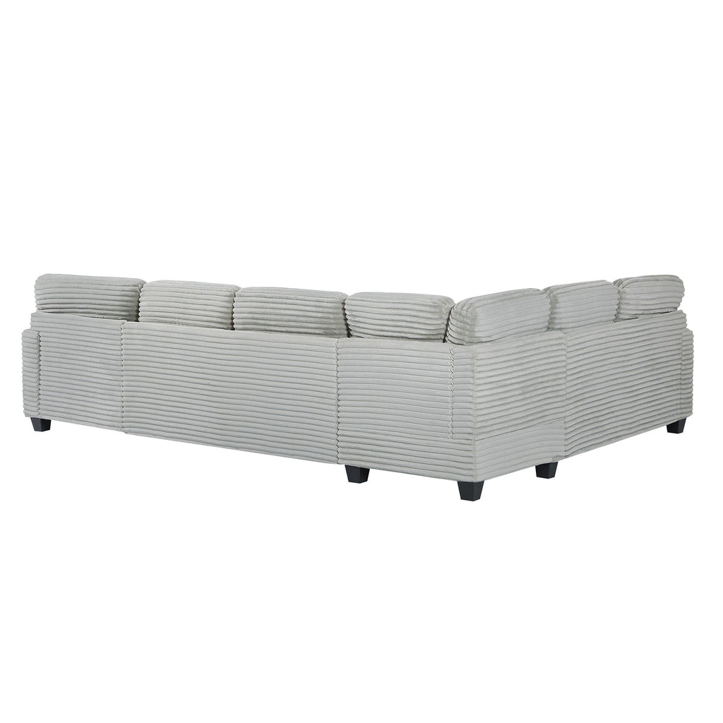 U-Shaped Upholstered Sectional Sofa with Movable Ottoman