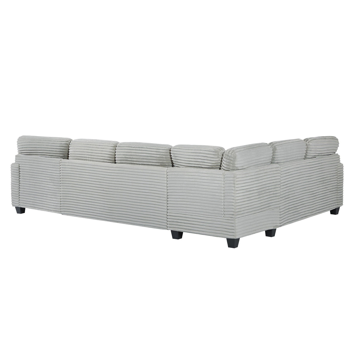 U-Shaped Upholstered Sectional Sofa with Movable Ottoman