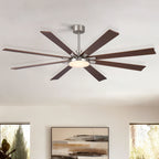Large Ceiling Fan with Dimmable LED Light and Remote Control - Black or Dark Brown