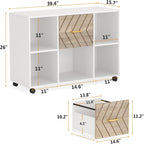 Large Mobile Lateral File Cabinet with 2 Drawers and Storage Shelves - White/Oak