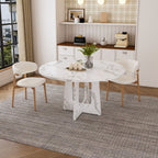 Round Dining Table For 4 with Wood & Iron Construction - Dark Brown or White