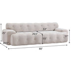 88 in. Cloud 3 Seater Chenille Sofa with Button Tufted Upholstery - Neutral