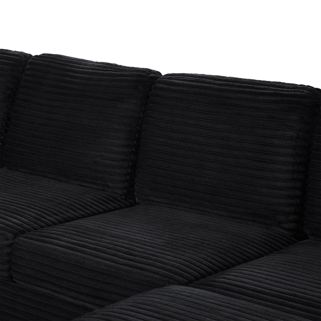 U-Shaped Upholstered Sectional Sofa with Movable Ottoman