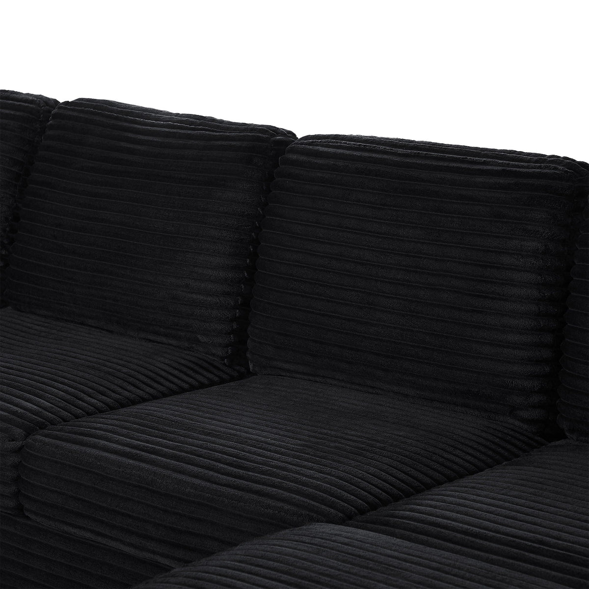 U-Shaped Upholstered Sectional Sofa with Movable Ottoman