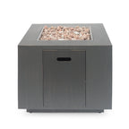 Outdoor Iron Square Propane Fire Pit with 50,000 BTU - Brushed Brown