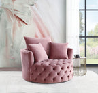 Velvet Swivel Accent Chair with Button Tufting - Dark Gray or Pink