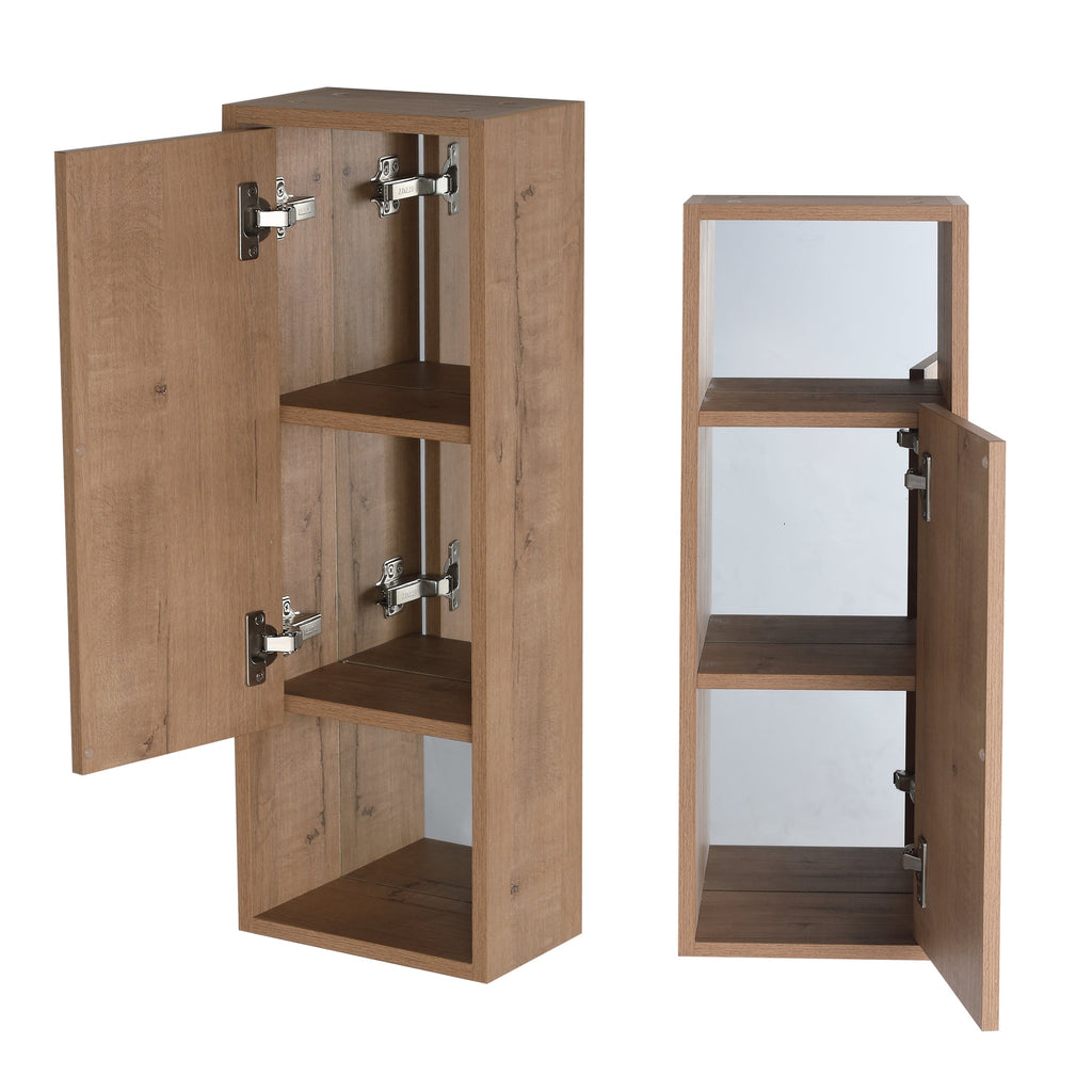 Imitative Oak Wall Mounted Bathroom Mirror Cabinet with Soft Close Door