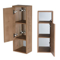 Imitative Oak Wall Mounted Bathroom Mirror Cabinet with Soft Close Door