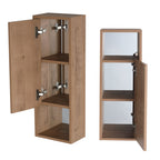 Imitative Oak Wall Mounted Bathroom Mirror Cabinet with Soft Close Door