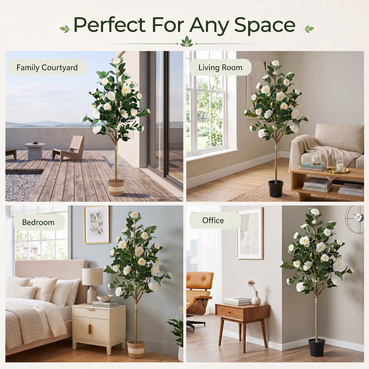 Artificial Camellia Tree - 5FT Faux Indoor Plant