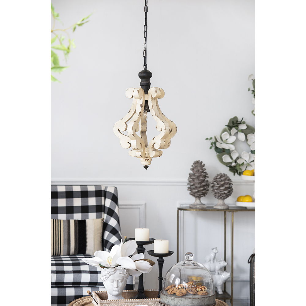 Farmhouse Chandeliar Distressed Pendant Chandelier - Antique Cream