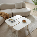 L-Shape Coffee Table with Modular Nesting Design - White or Dark Brown