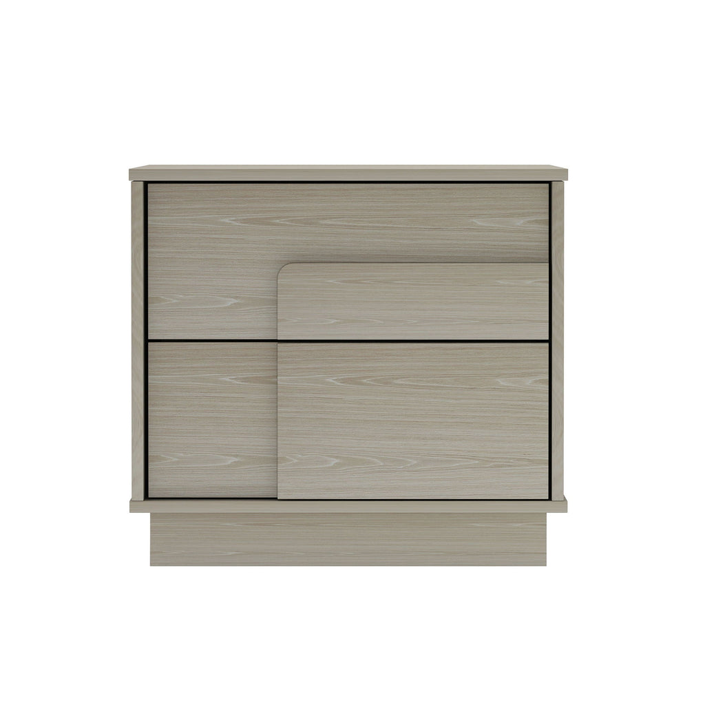 Modern Nightstand with Push to Open Drawers - Dark Gray, Dark Brown, or Light Brown