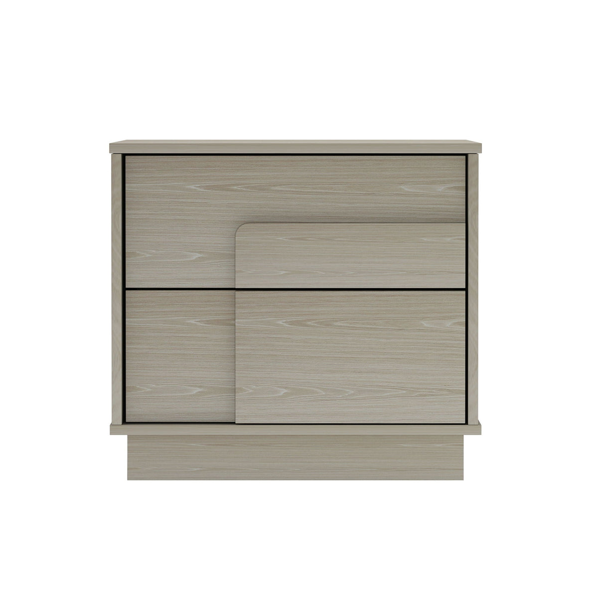 Modern Nightstand with Push to Open Drawers - Dark Gray, Dark Brown, or Light Brown