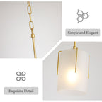 Adjustable Cylindrical Pendant Light with Frosted Glass Shade - Black or Gold