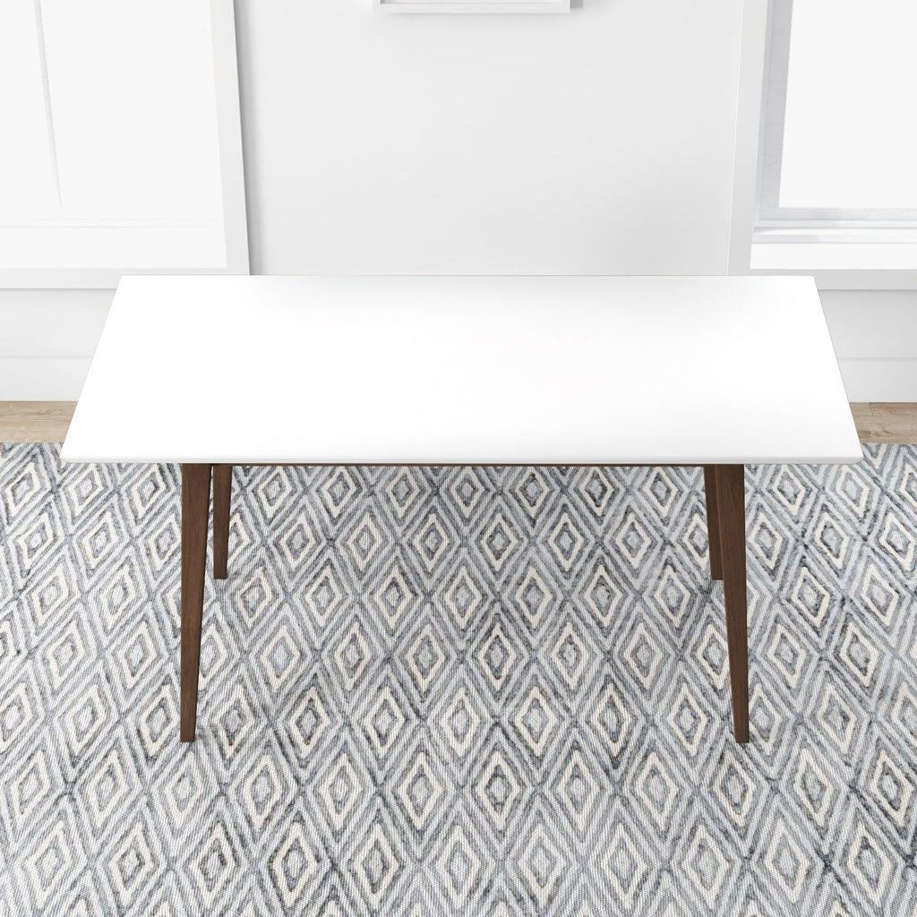 Modern Rectangular Dining Table with Solid Wood Construction - Dark Brown or White