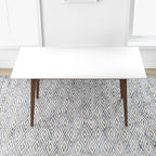 Modern Rectangular Dining Table with Solid Wood Construction - Dark Brown or White