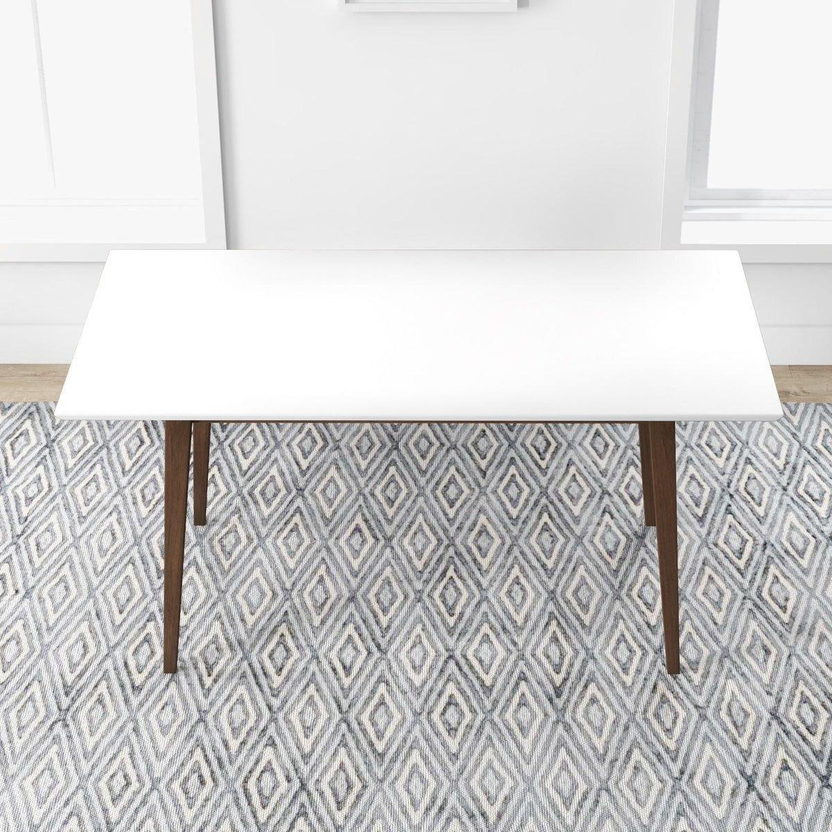 Modern Rectangular Dining Table with Solid Wood Construction - Dark Brown or White