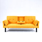 Foldable Sofa Bed with Cup Holder and Solid Wood Frame - Multiple Colors