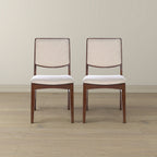 Beige Linen Dining Chair Set of 2 with Padded Seat - Skylar