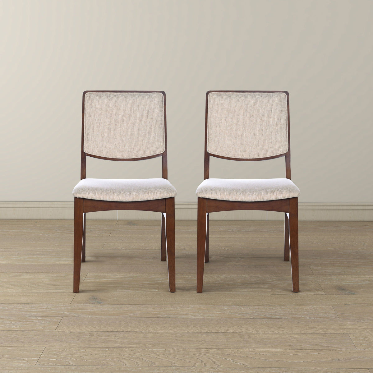 Beige Linen Dining Chair Set of 2 with Padded Seat - Skylar
