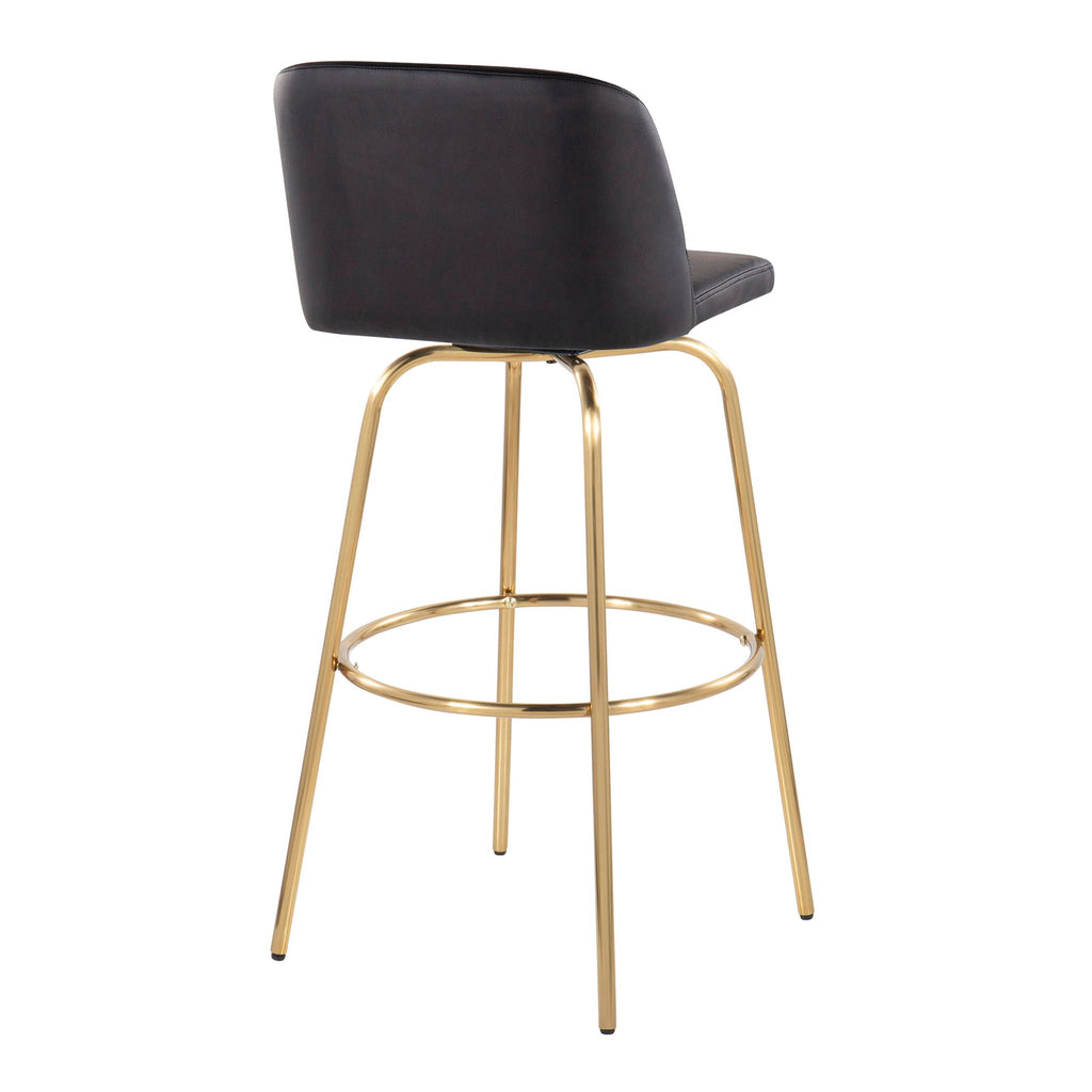 Contemporary Swivel Barstool Set with Round Footrest - Multiple Colors