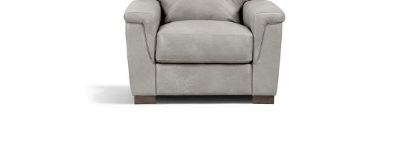 Gray Leather Arm Chair Cornelia with Sturdy Wood Frame - Gray