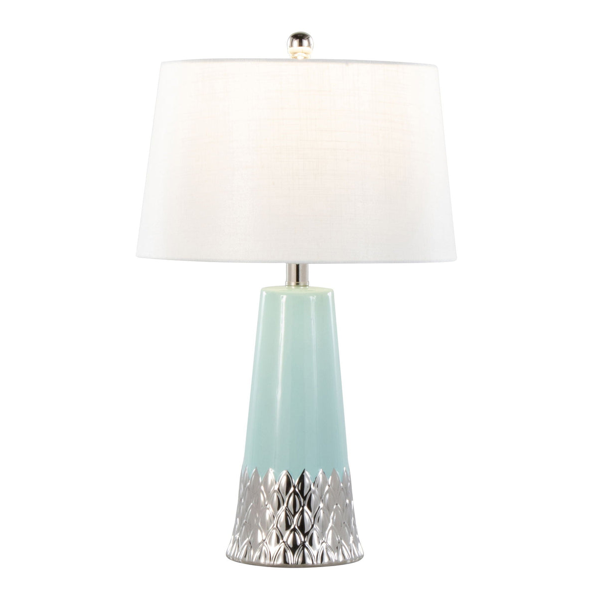 Contemporary Table Lamp with Ceramic Base - White, Blue, or Light Blue