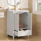 Modern Bathroom Vanity with Sink Combo – Compact Storage - Dark Brown or White
