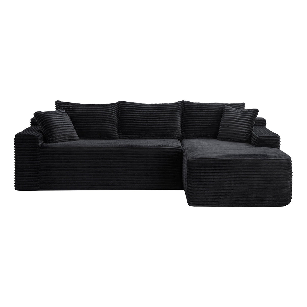 Corduroy Sectional Sofa with L-Shape Chaise - 106.3" Cloud Modular in Charcoal