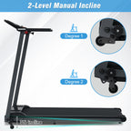 Folding Walking Pad Treadmill with Incline - Black