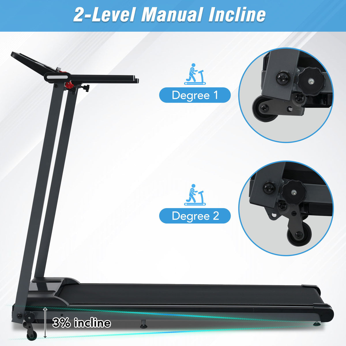 Folding Walking Pad Treadmill with Incline - Black