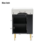 Bathroom Vanity with Single Ceramic Sink and Side Storage - Multiple Colors