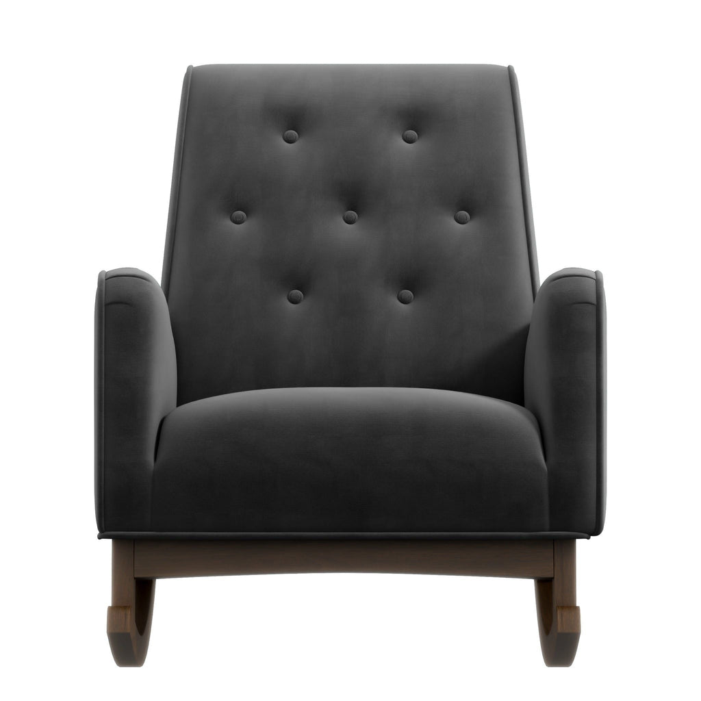 Mid-Century Modern Rocking Chair with High Density Foam Cushion - Dark Gray