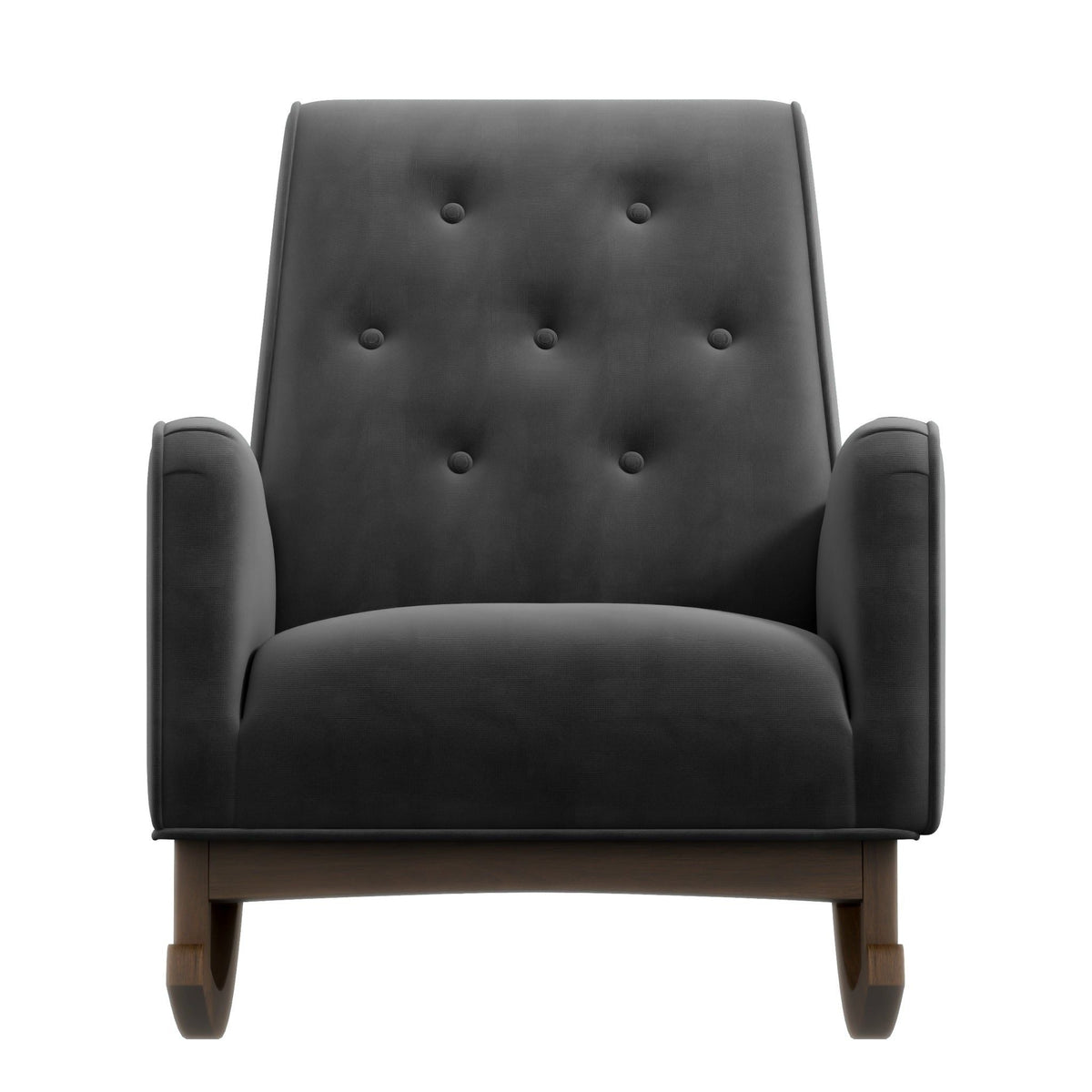 Mid-Century Modern Rocking Chair with High Density Foam Cushion - Dark Gray