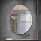 Asymmetrical Bathroom Wall Mirror with Shatterproof Back - Silver