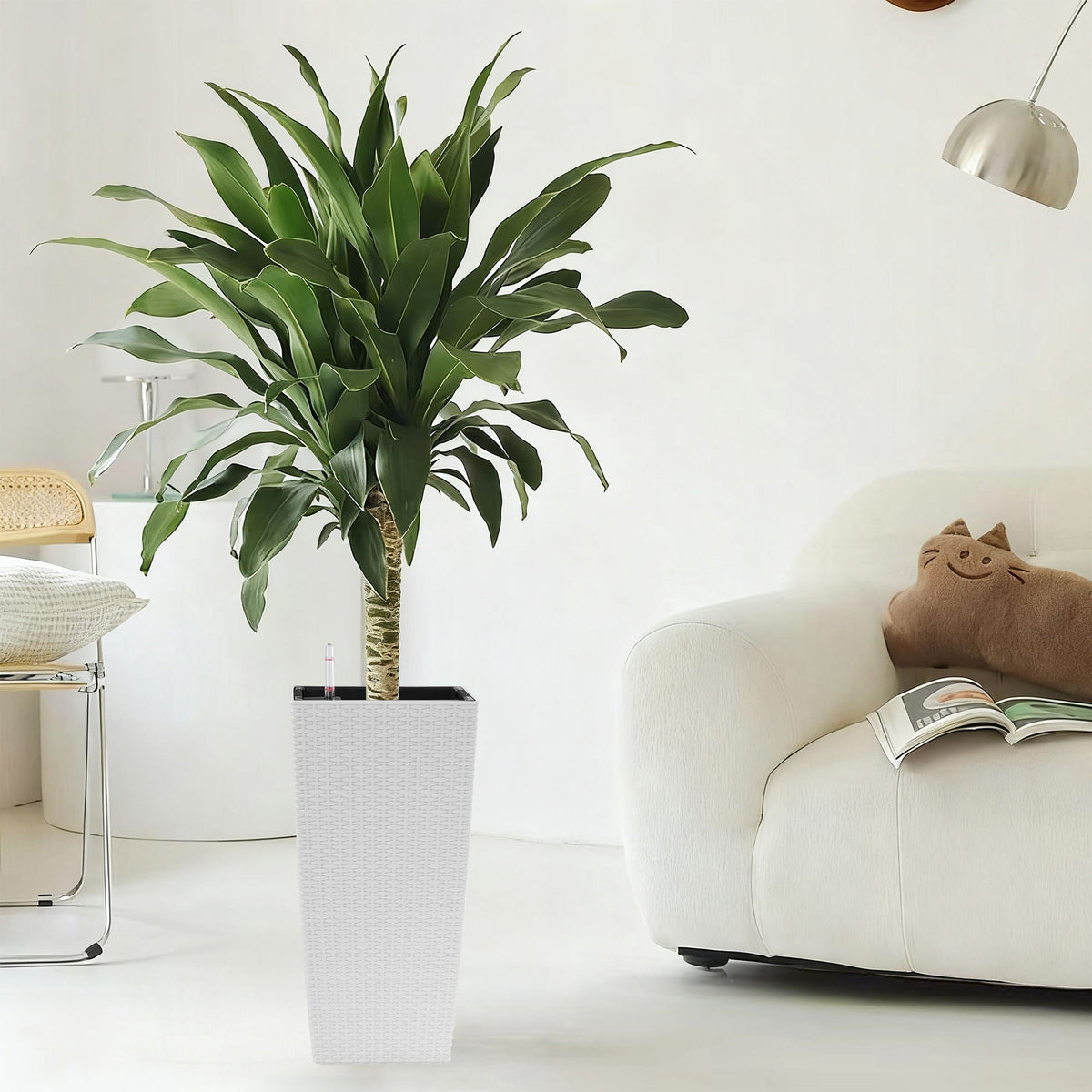 Indoor Outdoor Planter with Automatic Watering System - Dark Brown, Black, or White