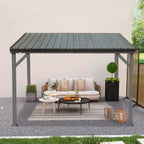 8' x 10' Lean To Gazebo with Upgraded Drainage System - Gray