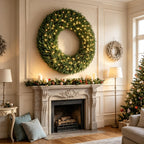 48" Artificial Norfolk Pine Christmas Wreath with LED Lights - Green
