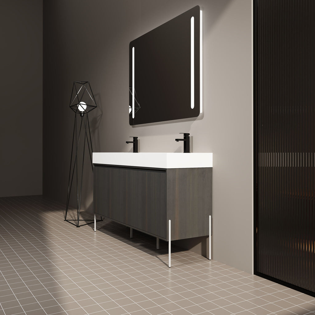 Freestanding Bathroom Vanity With Resin Sink And Storage Cabinet