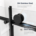 60" x 73" Frameless Sliding Shower Doors with Soft Close - Glass