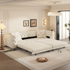 3-In-1 Convertible Sleeper Sofa Set with Deep Seat & Movable Ottoman - White, Beige, Gray