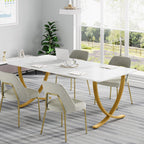 Executive Office Computer Desk with E0 Board - White / Gold
